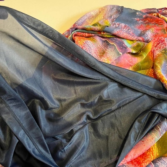 Dirty Ballerina v-neck maxi dress gemstone print red, pink, blue M - Picture 13 of 15